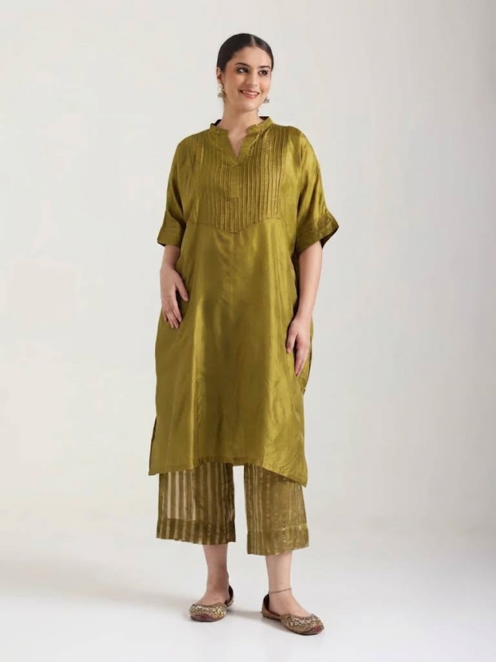 Mehndi Green - Soft Silk Kurta Set