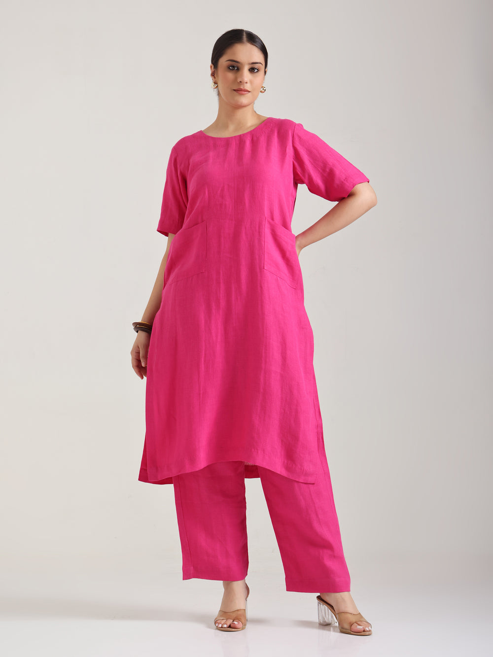 Naturally Pink Linen Kurta Set
