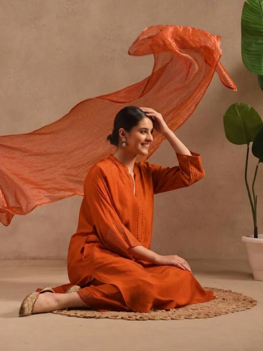 Burnt Orange Embellishment - Silk Set