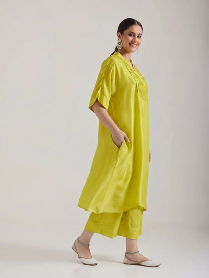 Lime Yellow - Soft Silk Kurta Set