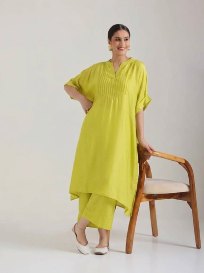 Lime Yellow - Soft Silk Kurta Set