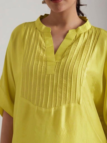 Lime Yellow - Soft Silk Kurta Set
