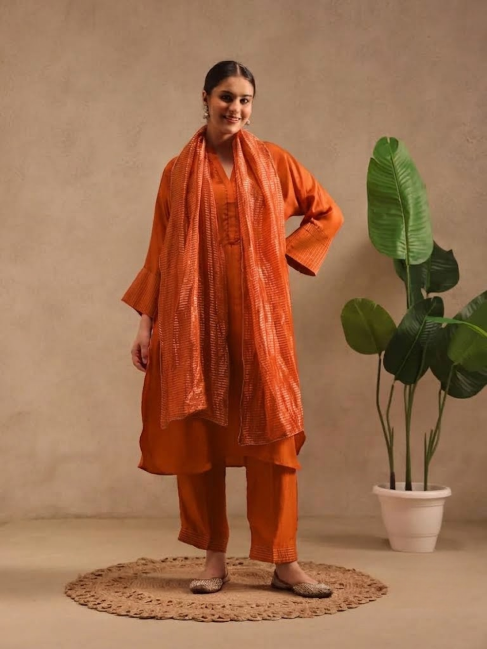 Burnt Orange Embellishment - Silk Set