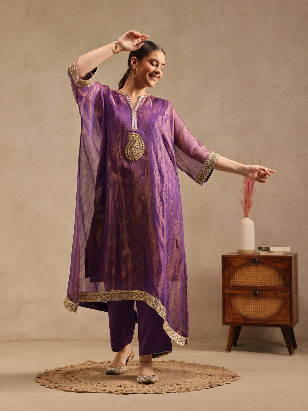 Purple - Sutra Kaftan Set