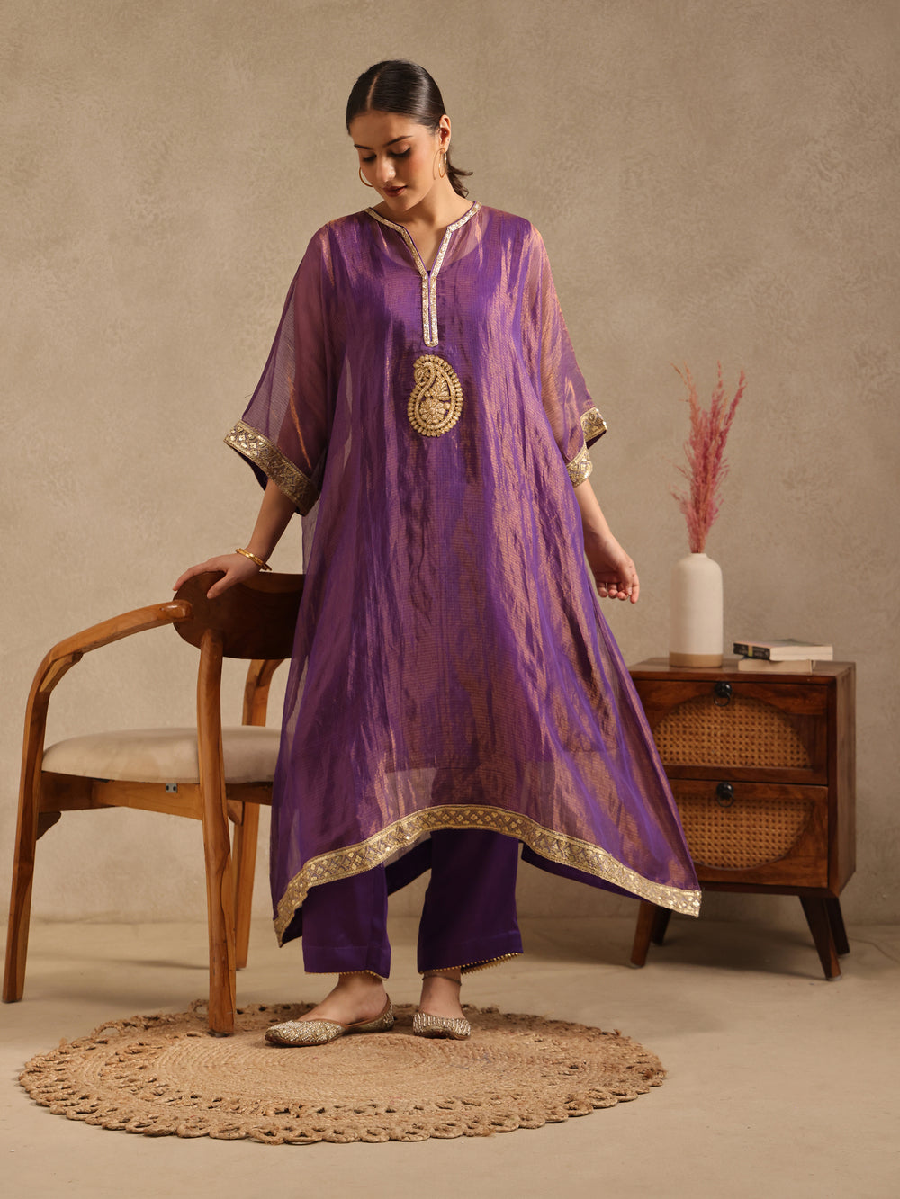 Purple - Sutra Kaftan Set