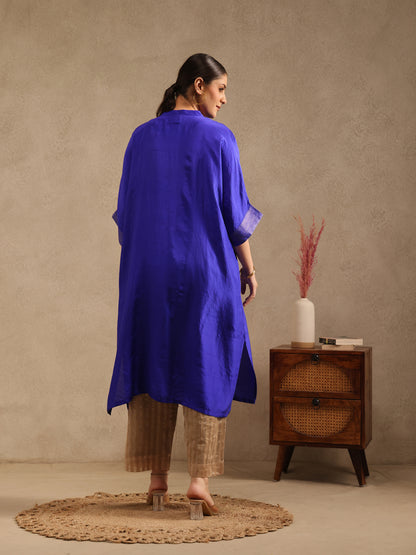 Blue - Soft Silk Kurta Set