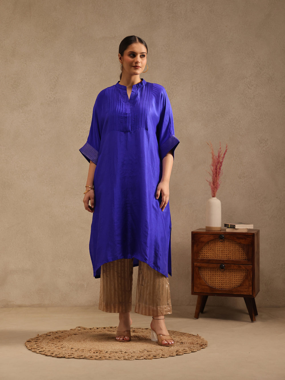 Blue - Soft Silk Kurta Set
