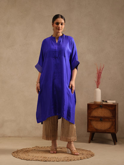 Blue - Soft Silk Kurta Set