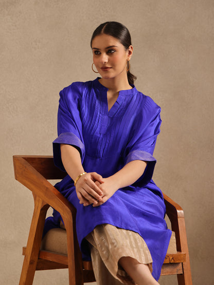 Blue - Soft Silk Kurta Set
