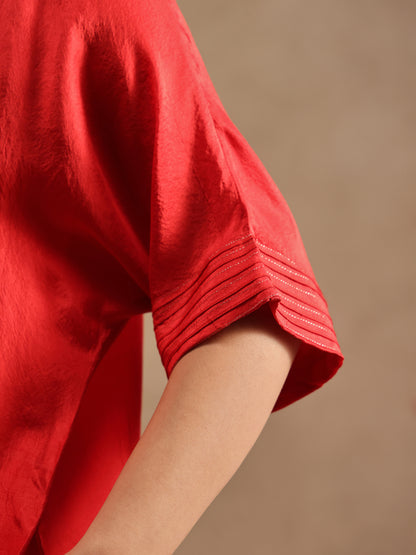 Red - Soft Silk Kurta Set