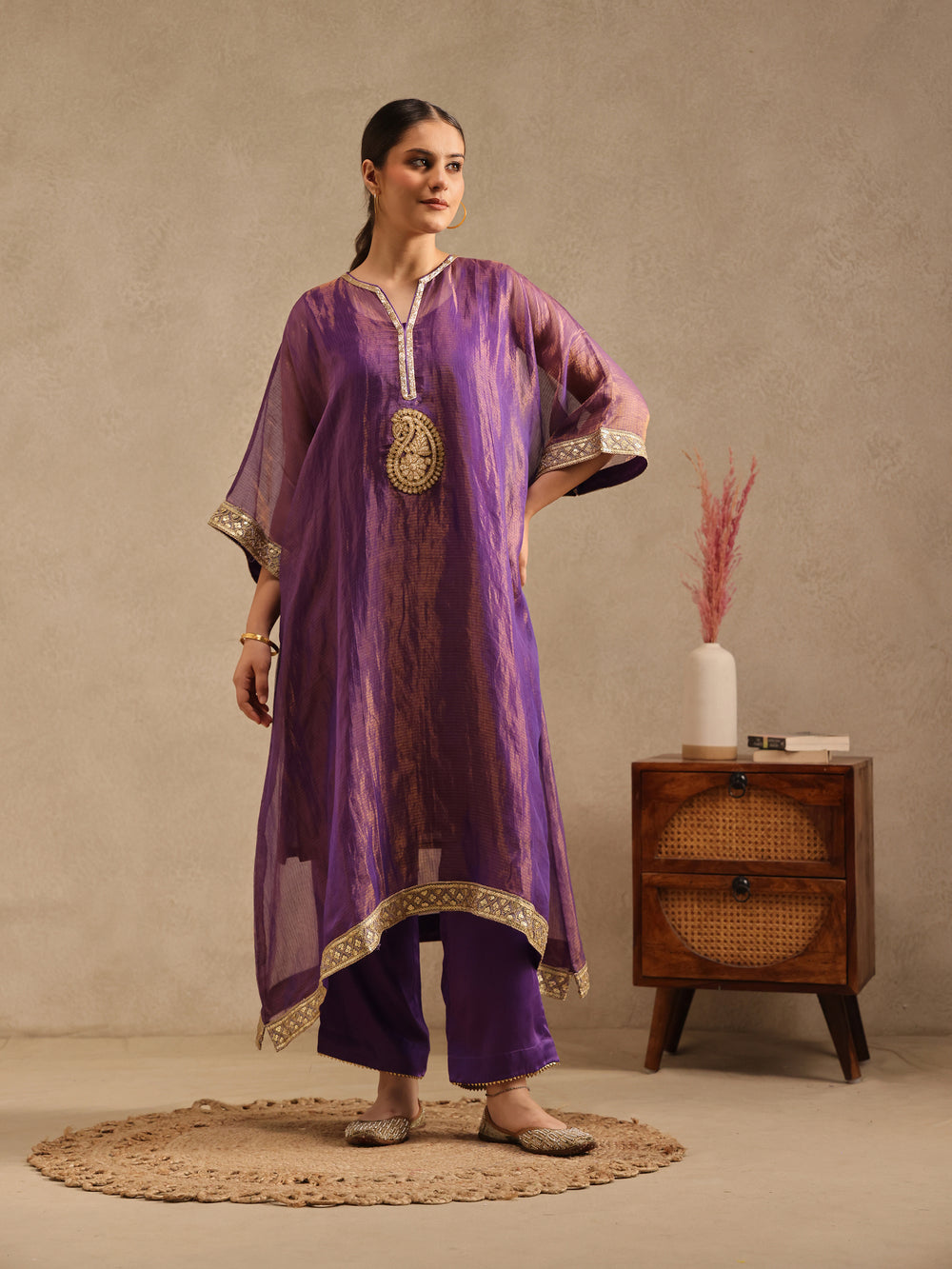 Purple - Sutra Kaftan Set