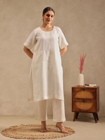 Naturally Vanilla Linen Kurta Set