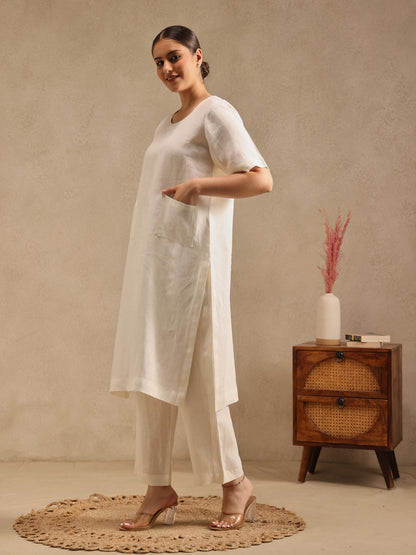 Naturally Vanilla Linen Kurta Set