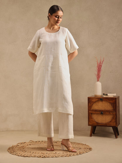 Naturally Vanilla Linen Kurta Set