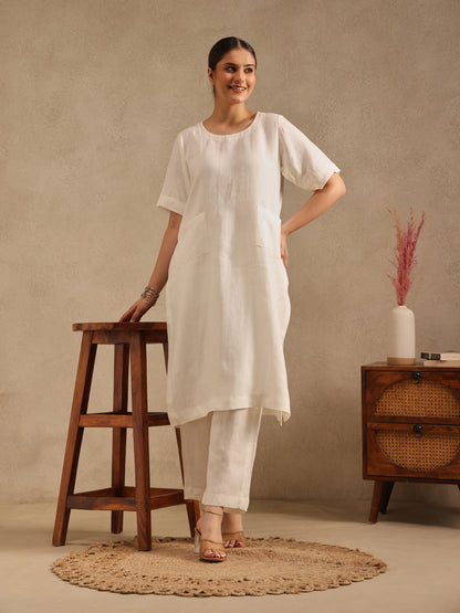 Naturally Vanilla Linen Kurta Set