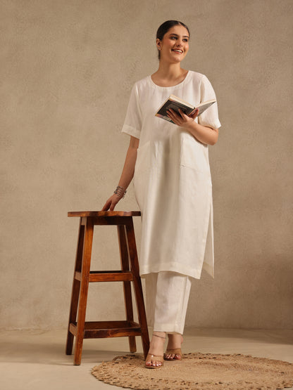 Naturally Vanilla Linen Kurta Set