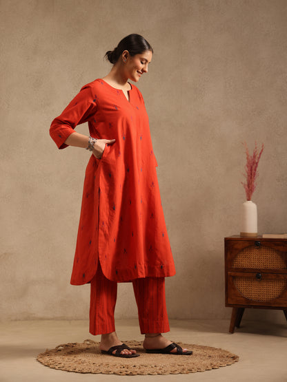 Orange Kala - Handloom Cotton Kurta and Pants set