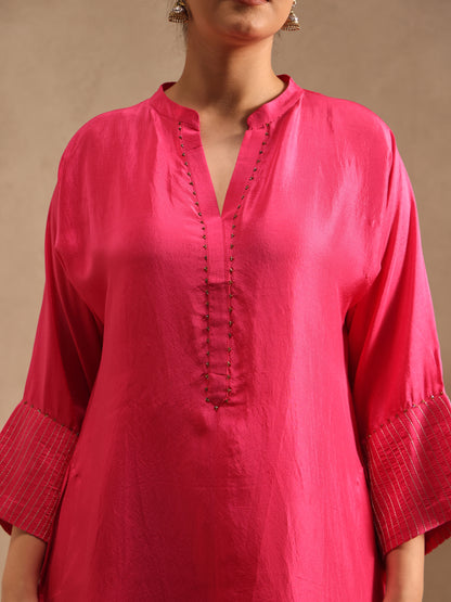 Pink  Embellishment -  Silk Kurta Set