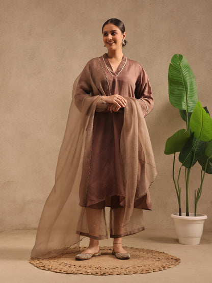 Mocha - Detailing Kurta Set