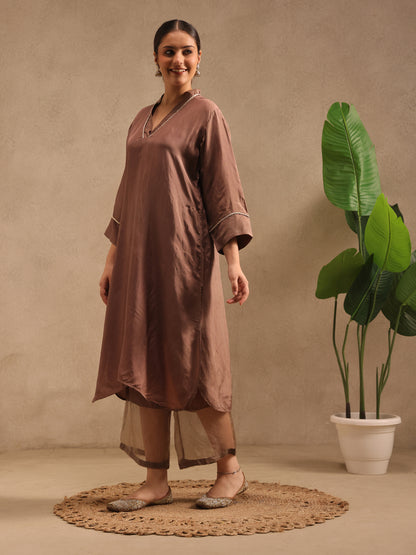 Mocha - Detailing Kurta Set