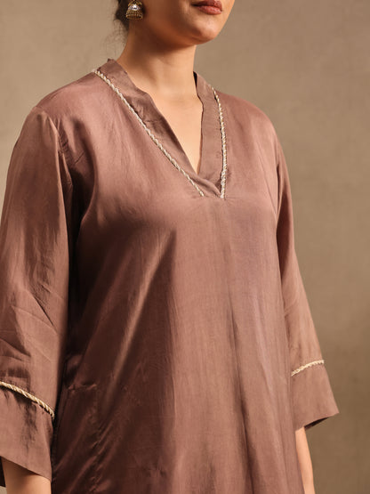 Mocha - Detailing Kurta Set