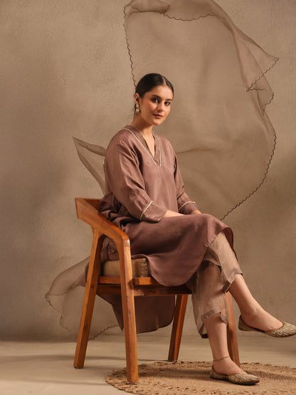 Mocha - Detailing Kurta Set