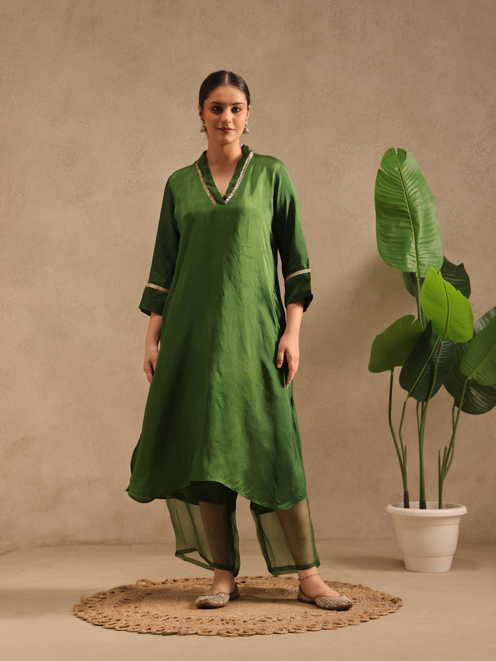 Forest Green - Detailing Kurta Set
