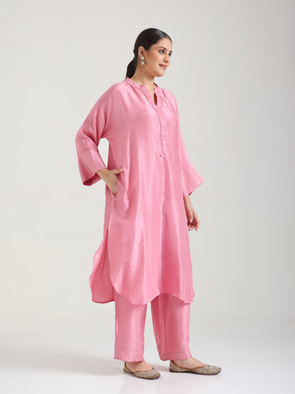 Blossom Pink Embellishment - Silk Kurta Set