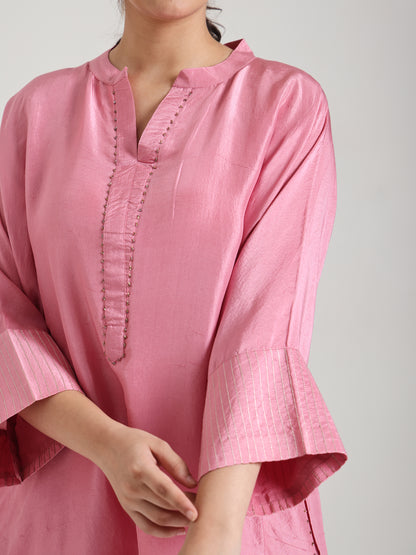 Blossom Pink Embellishment - Silk Kurta Set