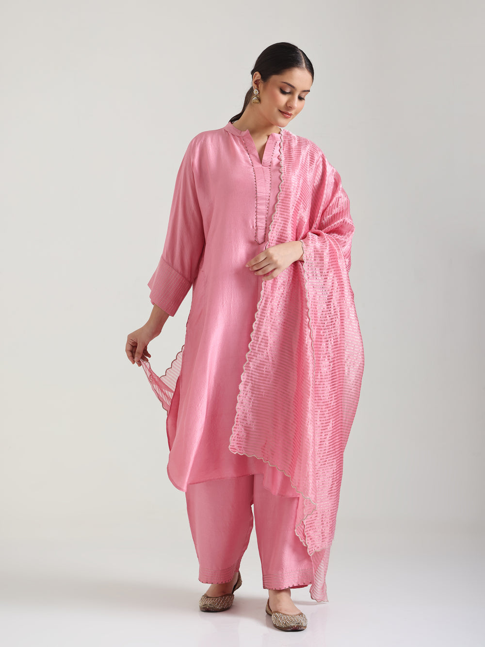 Blossom Pink Embellishment - Silk Kurta Set
