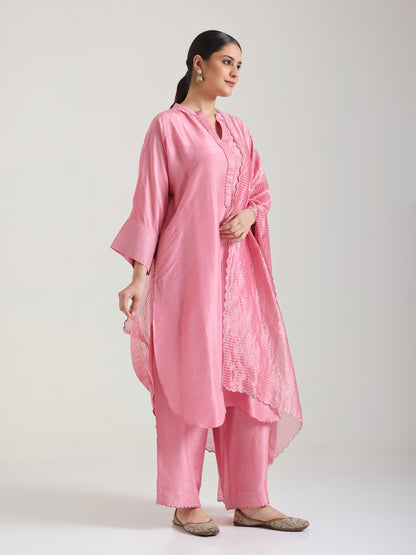 Blossom Pink Embellishment - Silk Kurta Set