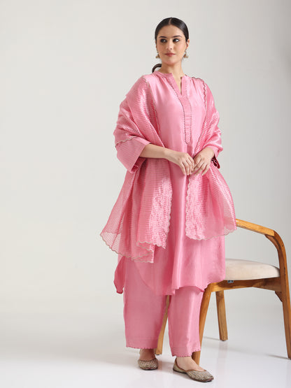 Blossom Pink Embellishment - Silk Kurta Set