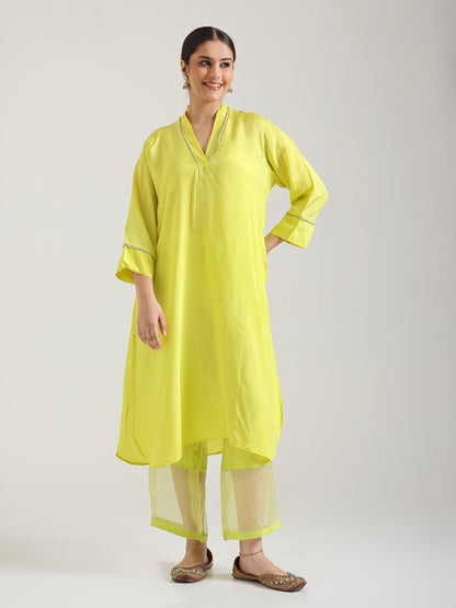 Lime Green - Detailing Kurta Set