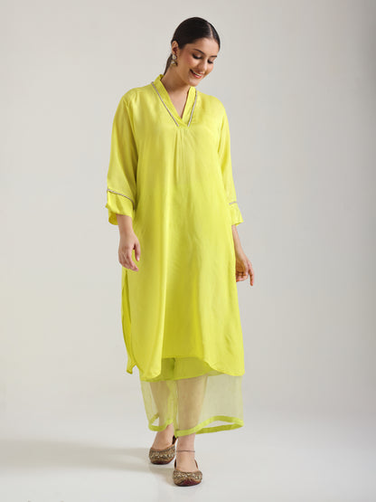 Lime Green - Detailing Kurta Set