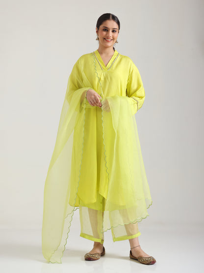 Lime Green - Detailing Kurta Set