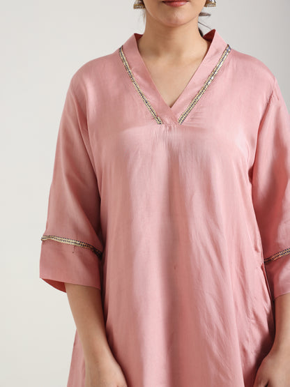 Sand Pink - Detailing Kurta Set