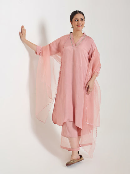 Sand Pink - Detailing Kurta Set