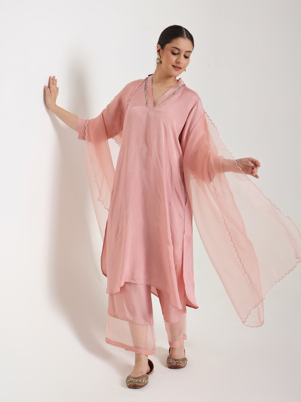 Sand Pink - Detailing Kurta Set