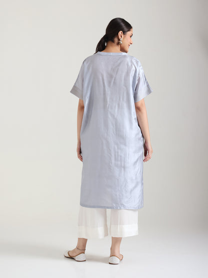 Grey - Soft Silk Kurta Set