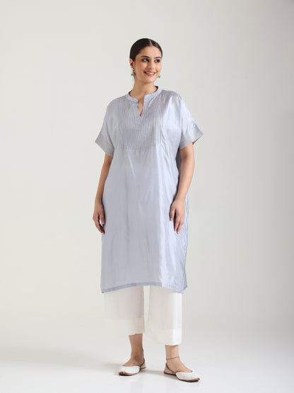Grey - Soft Silk Kurta Set