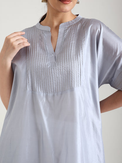 Grey - Soft Silk Kurta Set