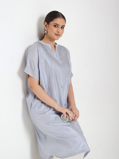 Grey - Soft Silk Kurta Set