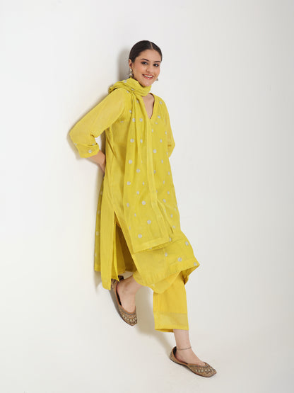Lime Yellow - Akshara Kurta Set