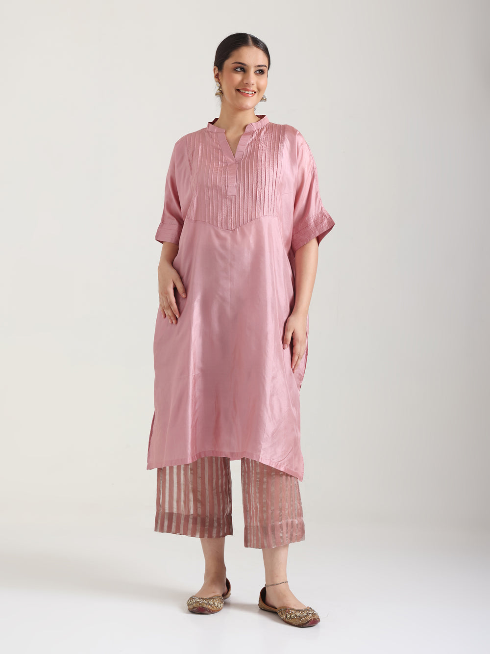 Moss Pink  - Soft Silk Kurta Set
