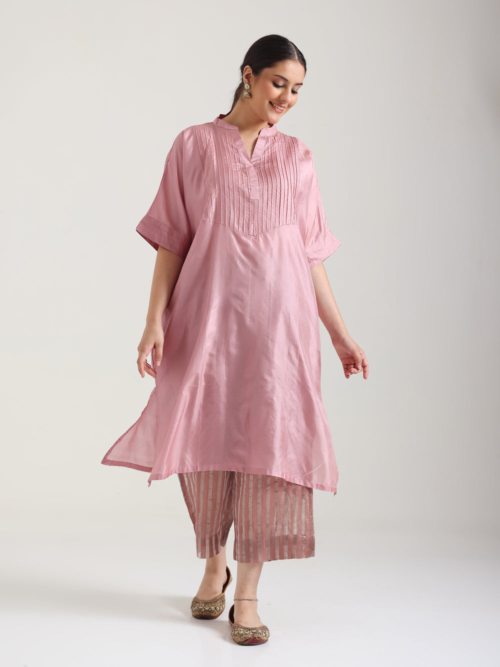 Moss Pink  - Soft Silk Kurta Set