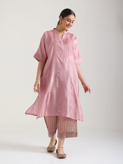 Moss Pink  - Soft Silk Kurta Set