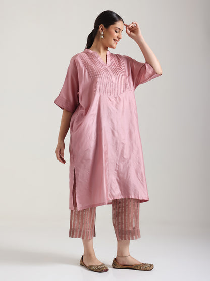 Moss Pink  - Soft Silk Kurta Set