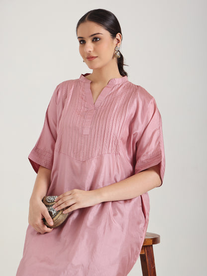 Moss Pink  - Soft Silk Kurta Set