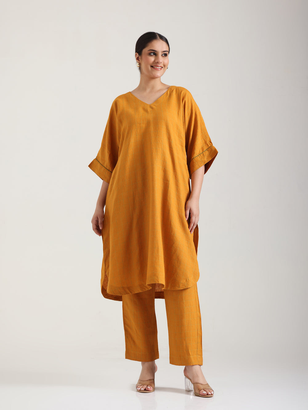 Mustard - Aroha  Linen Kurta Set