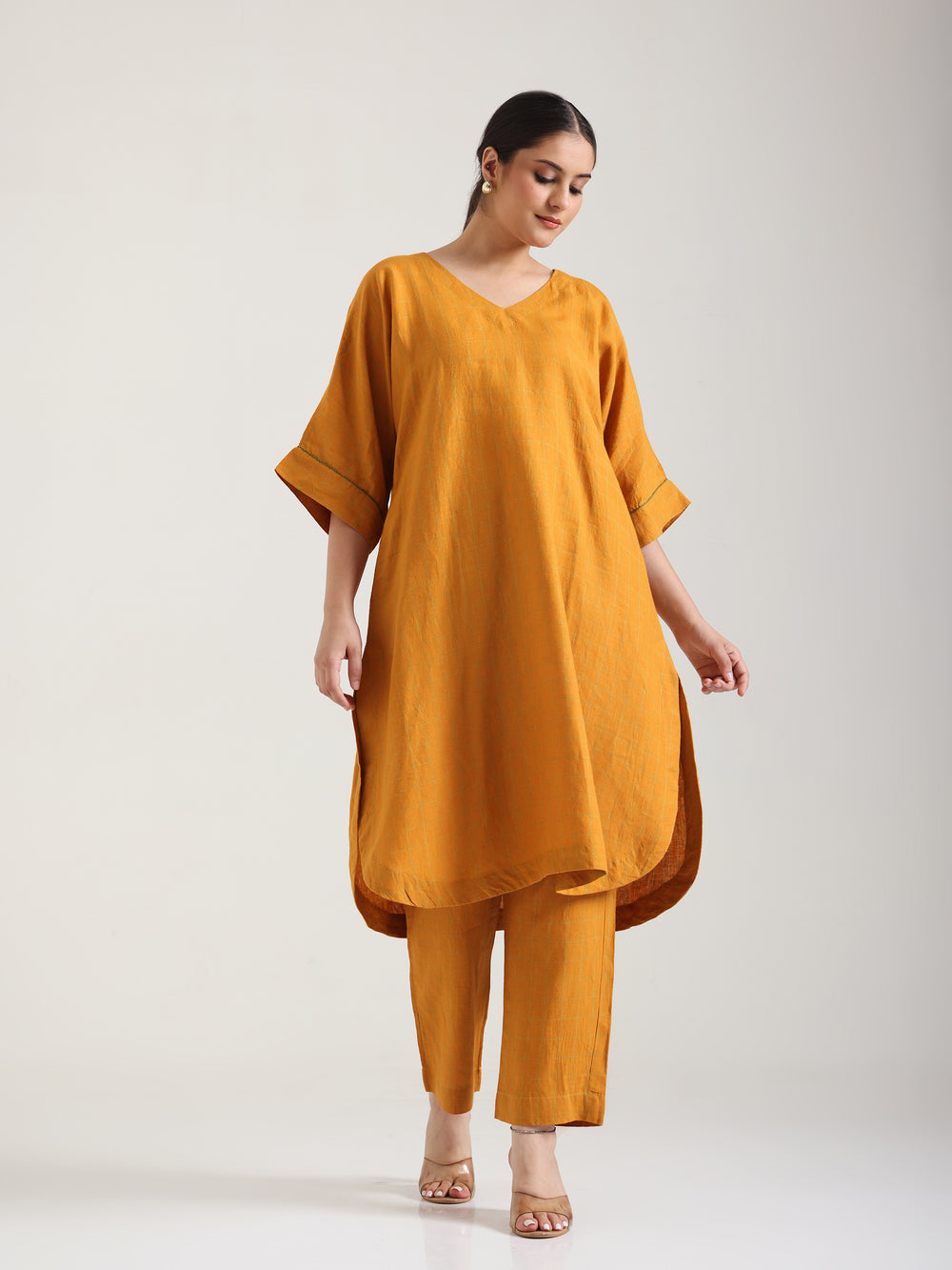 Mustard - Aroha  Linen Kurta Set